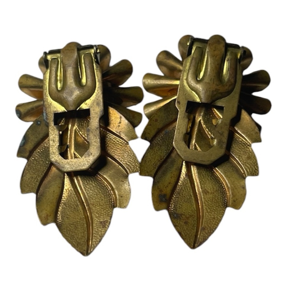 Vintage Pair of Molded Glass Brass Shoe Clips - Picture 2 of 4